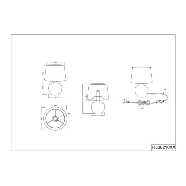 Luxor fekete kerámia-szövet asztali lámpa, magasság 26 cm - Reality-image-2