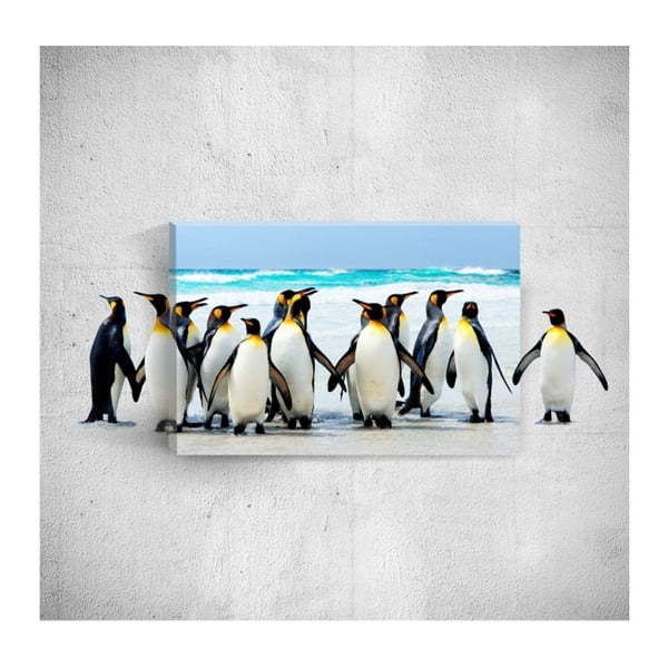 Penguins 3D fali kép, 40 x 60 cm - Mosticx