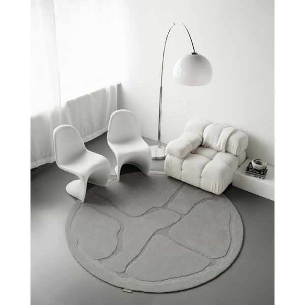 Szürke gyapjú kerek szőnyeg ø 133 cm Morphic Organica – Agnella-image-1