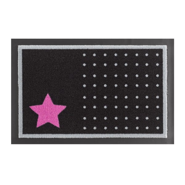 Star and Dots Black and Pink lábtörlő, 40 x 60 cm - Hanse Home