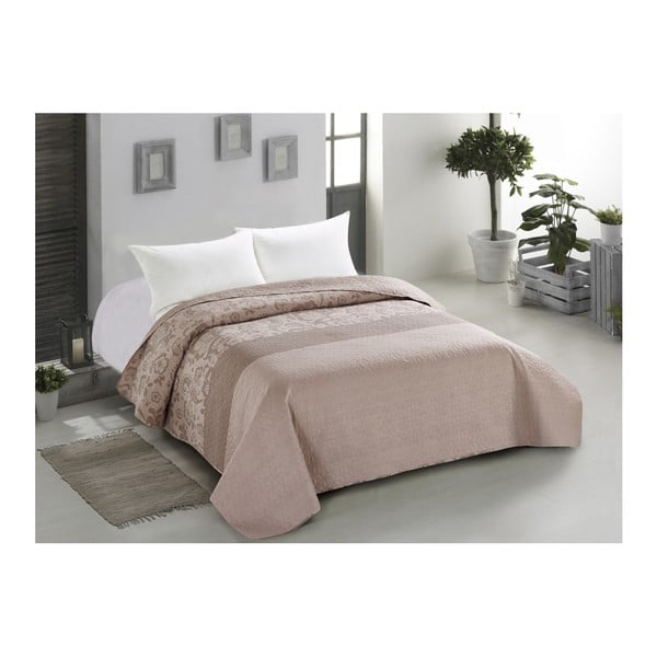 Ornament bézs kétoldalas ágytakaró franciaágyra, 260 x 280 cm - AmeliaHome-image-1