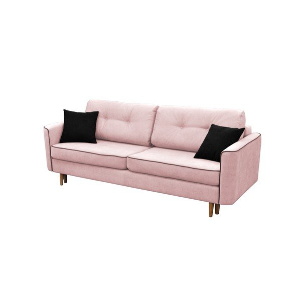Ivy rózsaszín 3 személyes kinyitható kanapé világos lábakkal - Mazzini Sofas-image-1