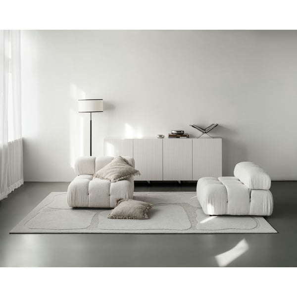 Világosszürke gyapjú szőnyeg 200x300 cm Morphic Organica – Agnella-image-2