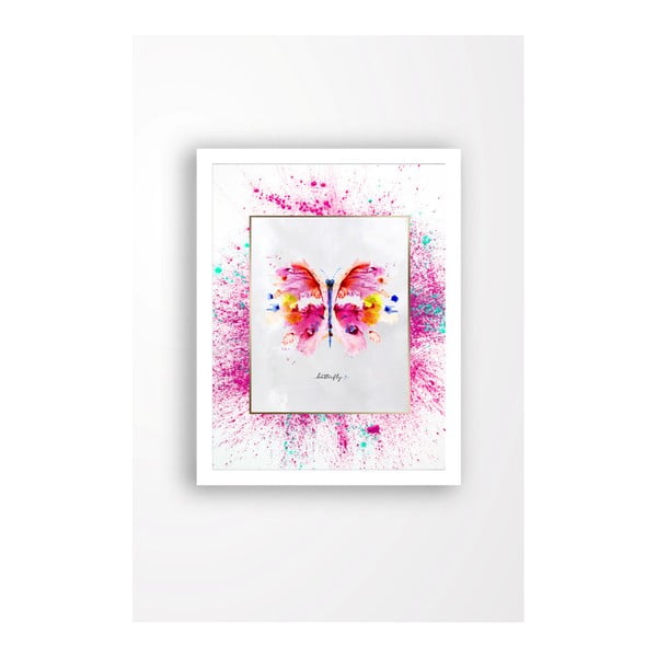 Butterfly vászonkép fehér keretben, 29 x 24 cm - Tablo Center