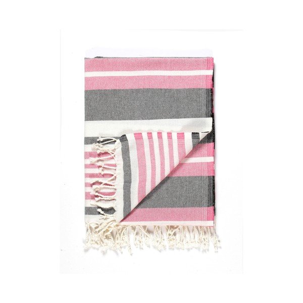Cotton Collection Line Pink Grey rózsaszín-szürke pamut keverék fürdőlepedő, 100 x 180 cm - Kate Louise-image-3