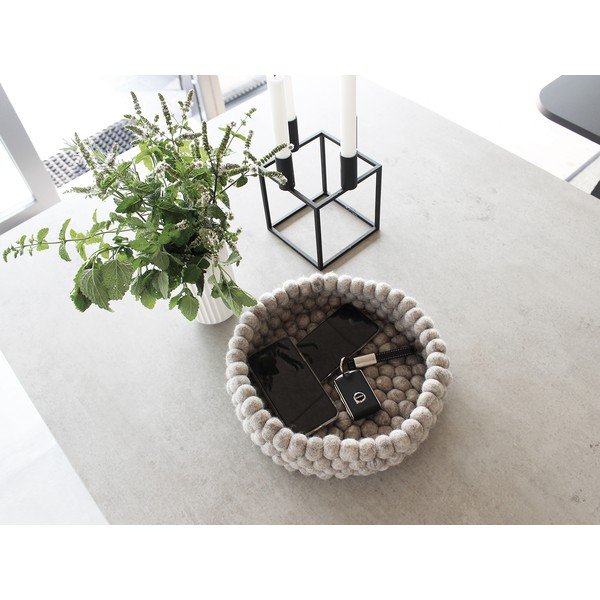 Ball Basket homokbarna golyós, gyapjú tárolókosár, ⌀ 28 cm - Wooldot-image-1
