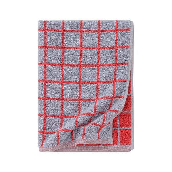 Piros-világoskék pamut törölköző 50x70 cm Grid – Jotex