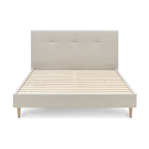 Bézs kárpitozott franciaágy ágyráccsal 160x200 cm Tory – Bobochic Paris-image-1