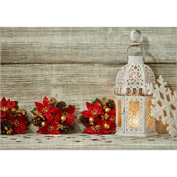 Christmas Period Lantern With Red Flowers szőnyeg, 50 x 80 cm - Vitaus