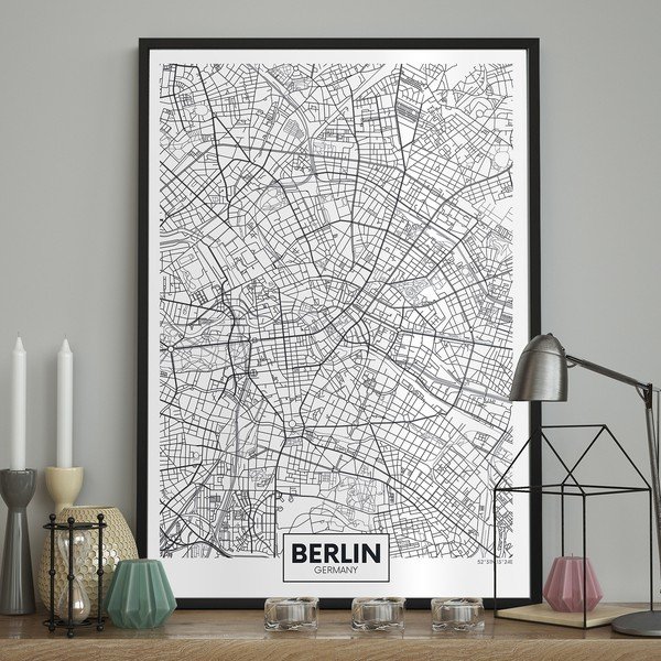 MAP/BERLIN keretezett fali kép, 50 x 70 cm-image-1
