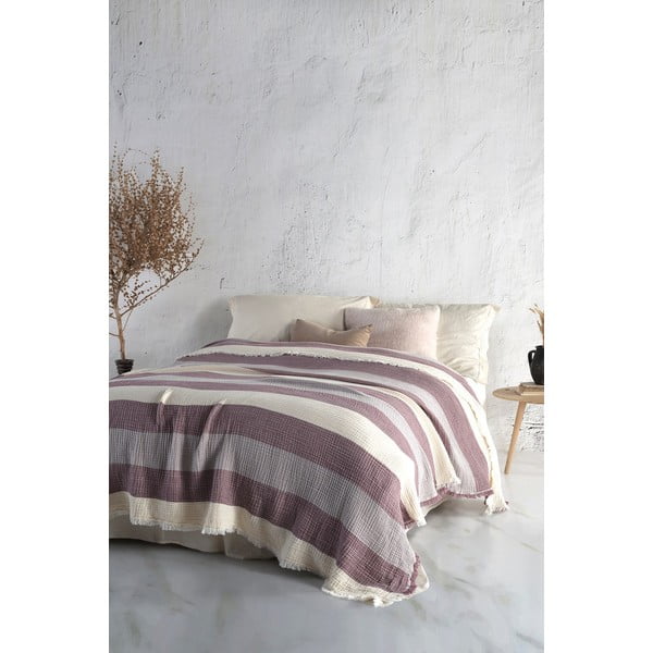 Lila muszlin ágytakaró franciaágyra 230x230 cm - Mijolnir