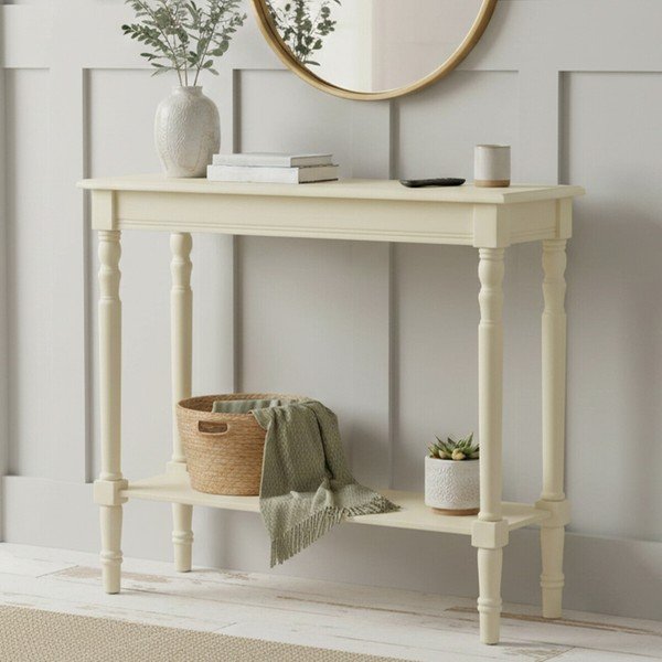 Elefántcsont színű borovi fenyő konzolasztal 30x80 cm Heritage – Premier Housewares-image-1
