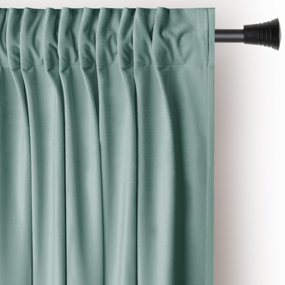 Világoszöld bársony dimout (részleges sötétítő) függöny 140x270 cm Pleat Restilo