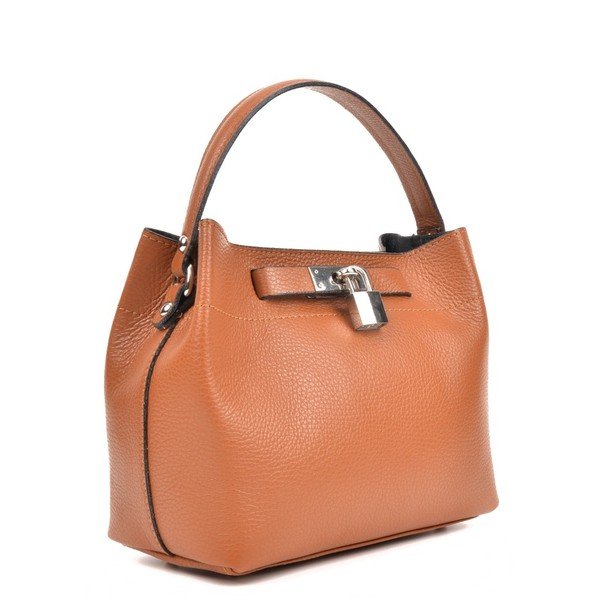 Lock Cognac konyakbarna bőr kézitáska - Isabella Rhea-image-1