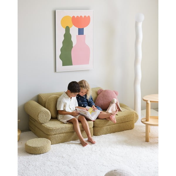 Zöld buklé gyerek kanapé 132 cm Settee – Wigiwama-image-2
