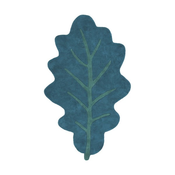Petróleumkék gyerek szőnyeg 90x150 cm Oak Leaf – Lilipinso