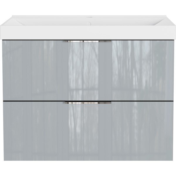 Szürke fényes fali mosdó alatti szekrény 81x65 cm Celano – Germania-image-3