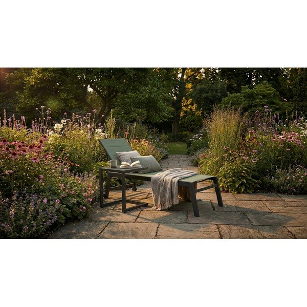 Zöld fém kerti napozóágy Hilde   – Bizzotto-image-1