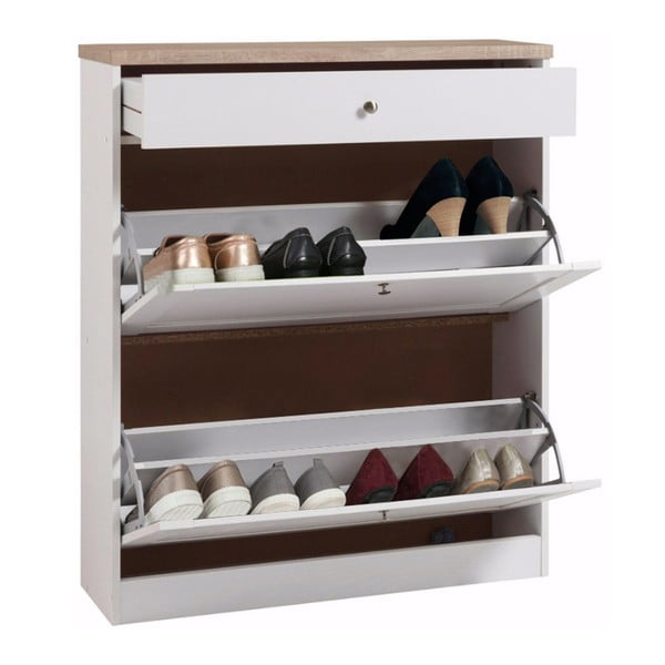 Hector fehér cipősszekrény fiókkal, 2 rekesz - Støraa-image-1