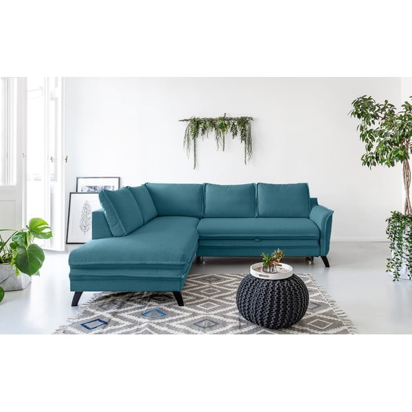 Charming Charlie L türkiz kinyitható sarokkanapé, bal oldali - Miuform-image-1