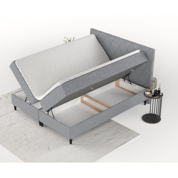 Szürke ágyneműtartós boxspring ágy 200x200 cm Gwen – Maison de Rêve-image-4