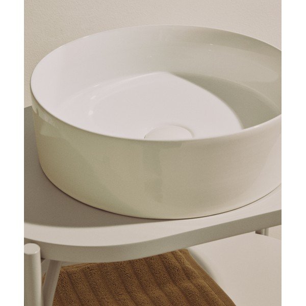 Fehér kerámia kerek mosdókagyló ø 36 cm Ovara – Kave Home-image-3