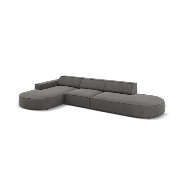 Szürke bársony sarokkanapé (bal oldali) Jodie - Micadoni Home-image-4
