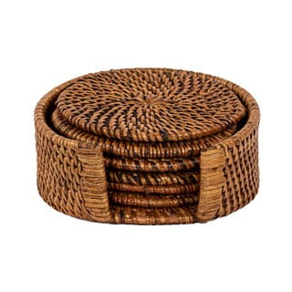 Sötétbarna rattan poháralátét szett 6 db-os - Tiseco Home Studio
