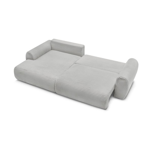 Világosszürke kordbársony kinyitható sarokkanapé (bal oldali) Lucien – Bobochic Paris-image-4