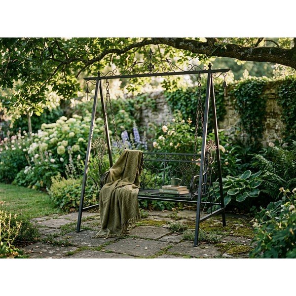 Fekete fém kerti hintaágy Kari - Garden Pleasure-image-1