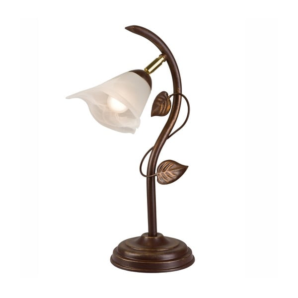 Sötétbarna asztali lámpa üveg búrával (magasság 40 cm) Bluszcz – LAMKUR