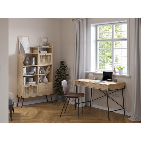 Natúr színű könyvespolc tölgyfa dekorral 95x170 cm Ecrin – Marckeric-image-1