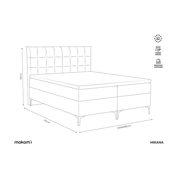 Szürkésbarna ágyneműtartós boxspring ágy 180x200 cm Mikana – Makamii-image-3