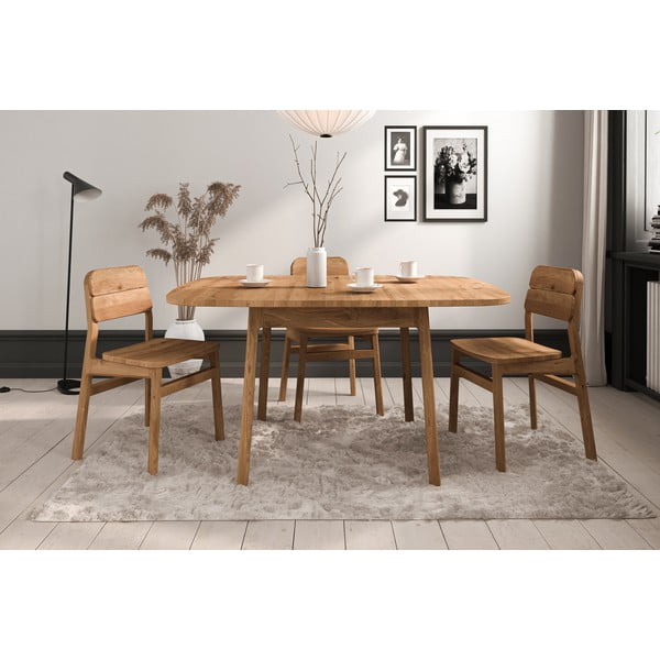 Natúr színű tölgyfa bővíthető étkezőasztal 100x160 cm Twig – The Beds-image-4