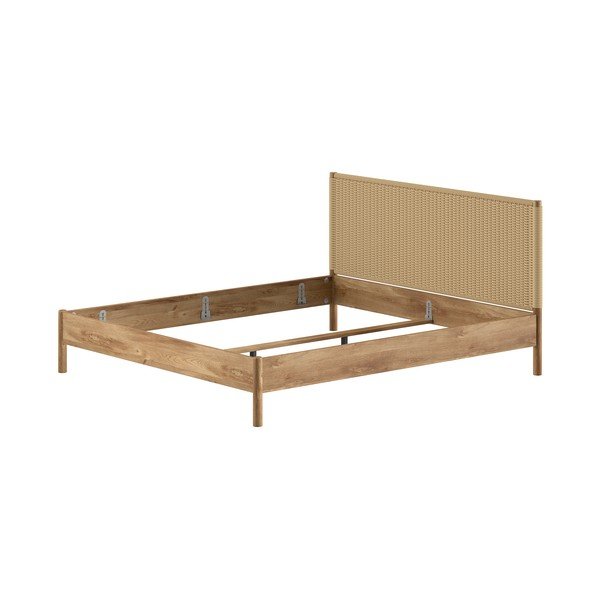 Natúr színű tölgyfa franciaágy ágyrács nélkül 180x200 cm Olive Rope – Vipack-image-2