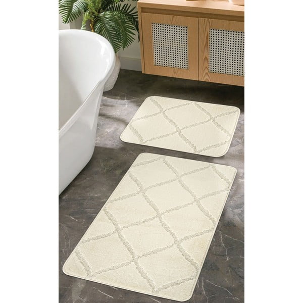 Krémszínű fürdőszobai kilépő szett 2 db-os 50x80 cm Cizgili – Foutastic-image-1