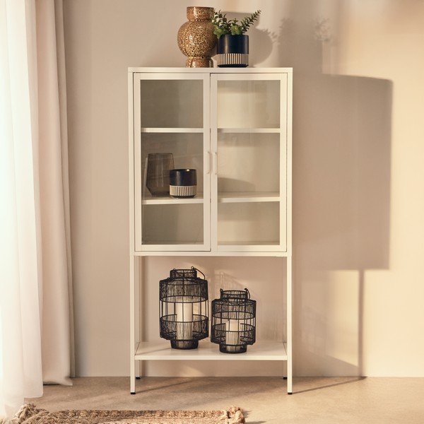 Fehér acél tálalószekrény 75x150x35 cm Acier – Premier Housewares-image-2