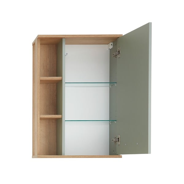 Zöld függő fürdőszoba szekrény tölgyfa dekorral 51x75 cm Set 963 - Pelipal-image-2