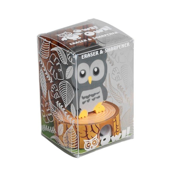 Owl ceruzahegyező, bagoly alakú radírral - Rex London-image-1