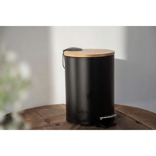 Tortona fekete szemetes bambusz fedéllel, 3 l - Wenko-image-4