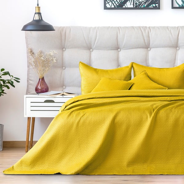 Carmen sárga ágytakaró egyszemélyes ágyhoz, 210 x 170 cm - DecoKing