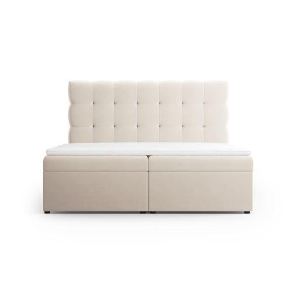 Bézs boxspring ágy tárolóhellyel 160x200 cm Bali – Cosmopolitan Design-image-2