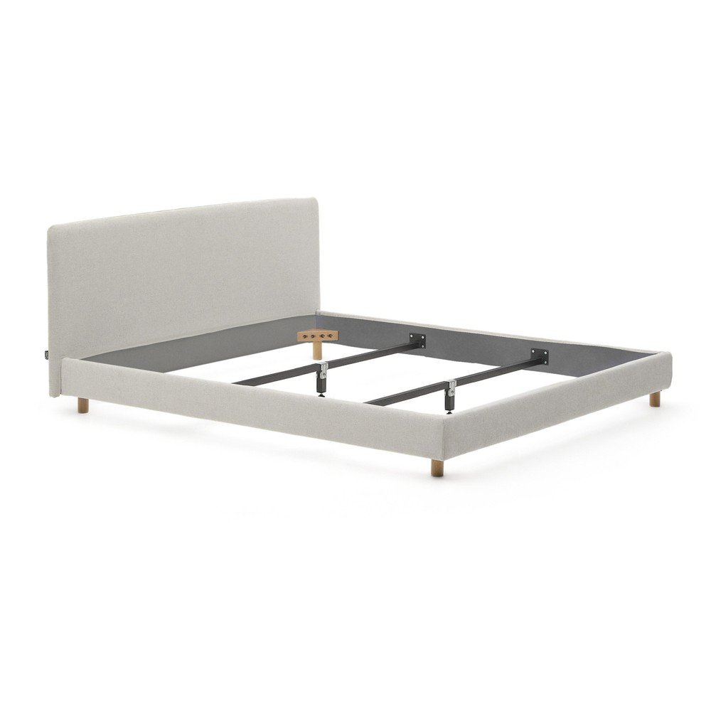 Szürke kárpitozott franciaágy ágyrács nélkül 180x200 cm Valma  Kave Home