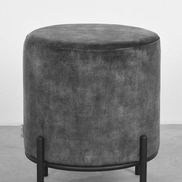 Sötétszürke bársony puff Troy – LABEL51-image-1