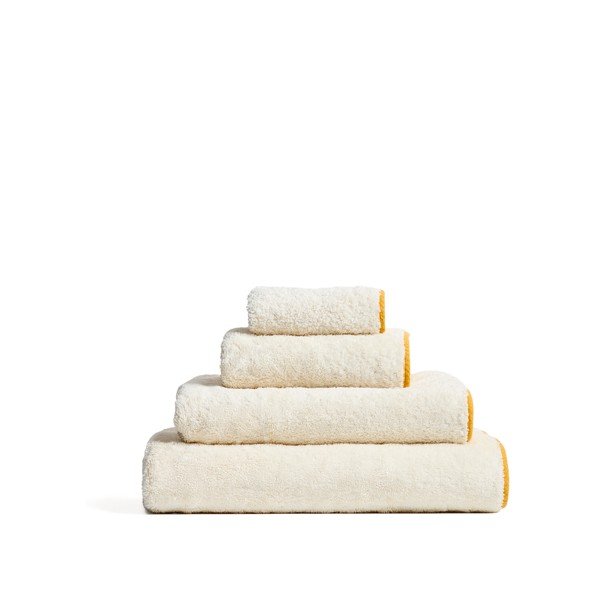 Sárga-fehér frottír pamut törölköző 30x50 cm Sedora – Kave Home-image-2