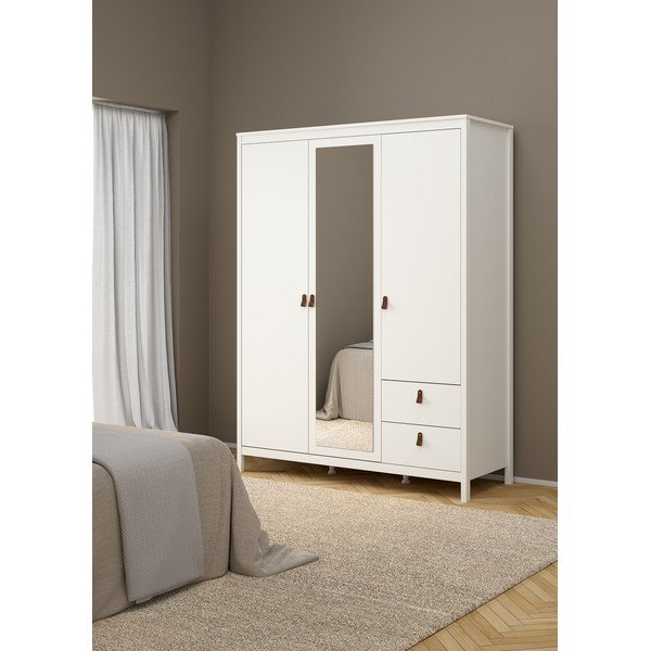 Fehér ruhásszekrény tükörrel 150x199x58 cm Madrid – Tvilum-image-1