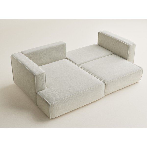 Krémszínű zsenília kinyitható-tárolóhelyes sarokkanapé (bal oldali-heverő résszel) Velto – Maison de Rêve-image-3