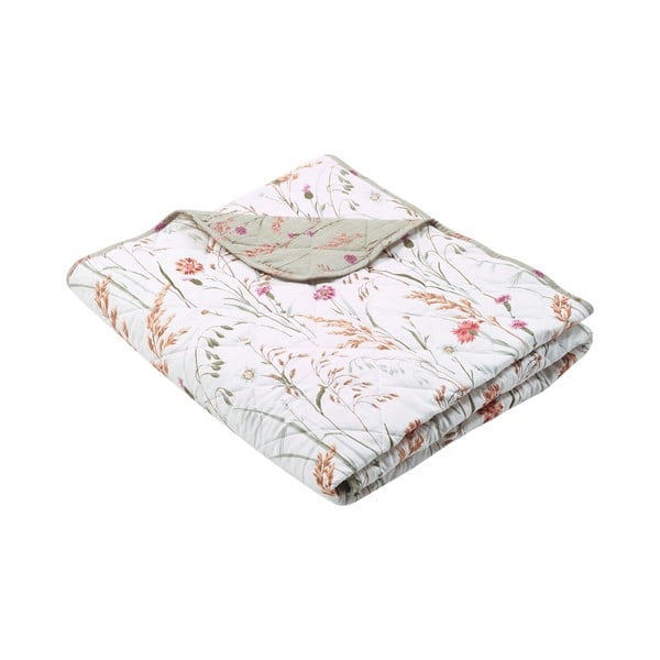 Zöld-bézs pamut steppelt ágytakaró 200x220 cm Grasmere Floral – Catherine Lansfield