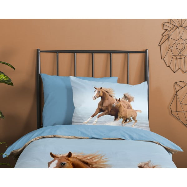 Kék egyszemélyes pamut gyerek ágyneműhuzat 140x200 cm Free – Good Morning-image-2