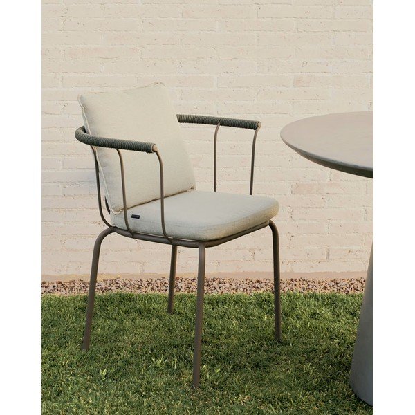 Zöld-bézs fém kerti szék Salguer – Kave Home-image-1